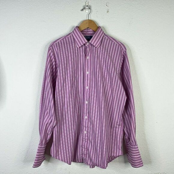 Polo Ralph Lauren Button Down Shirt Mens 16/33 Pink Striped Curham Classic Fit - Picture 3 of 6